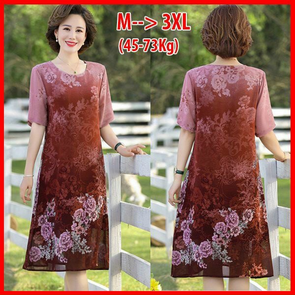 Đầm Suông Cổ Tròn In Hoa Nhỏ - HN926